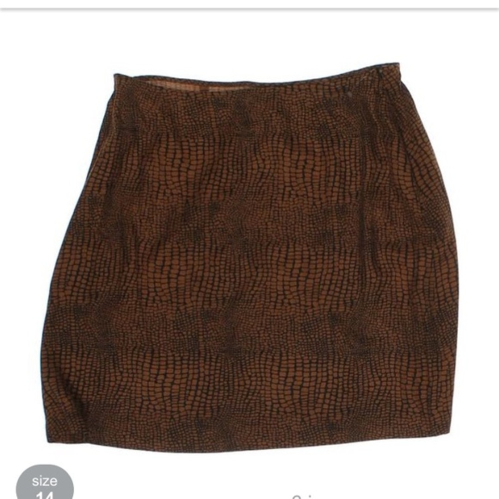 Finity Vintage Silk Skirt  Black & Brown  14 NWT